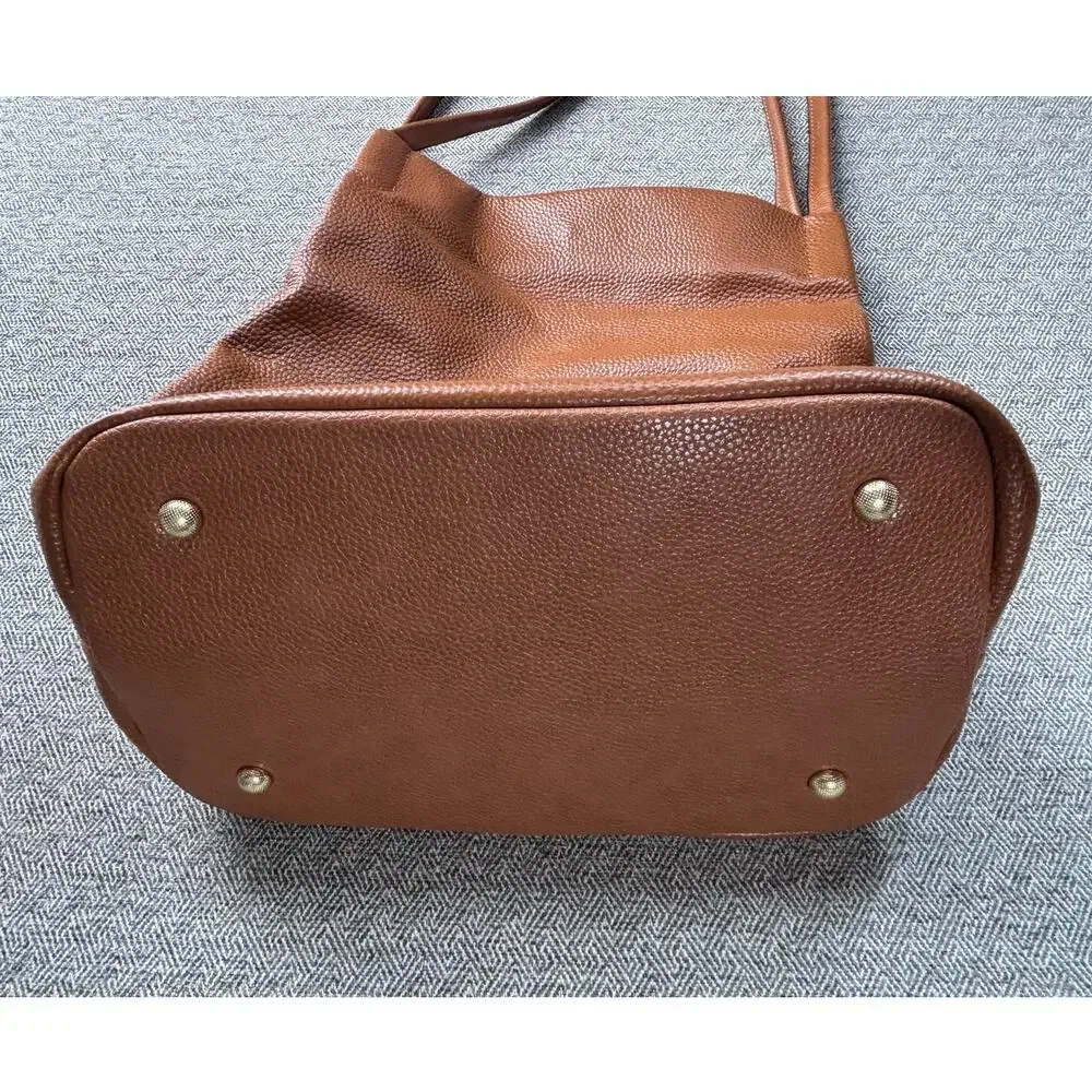 Kattee Classic Brown Leather Shoulder Tote Bag